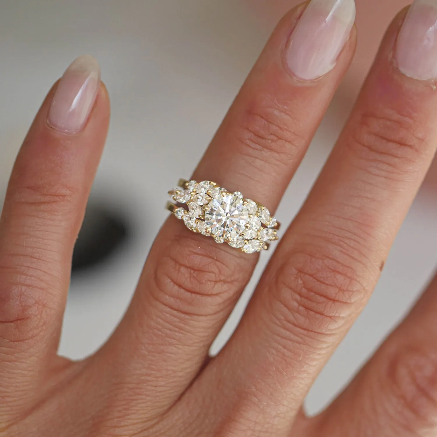 Custom Marquise Diamond Stacking Ring Set