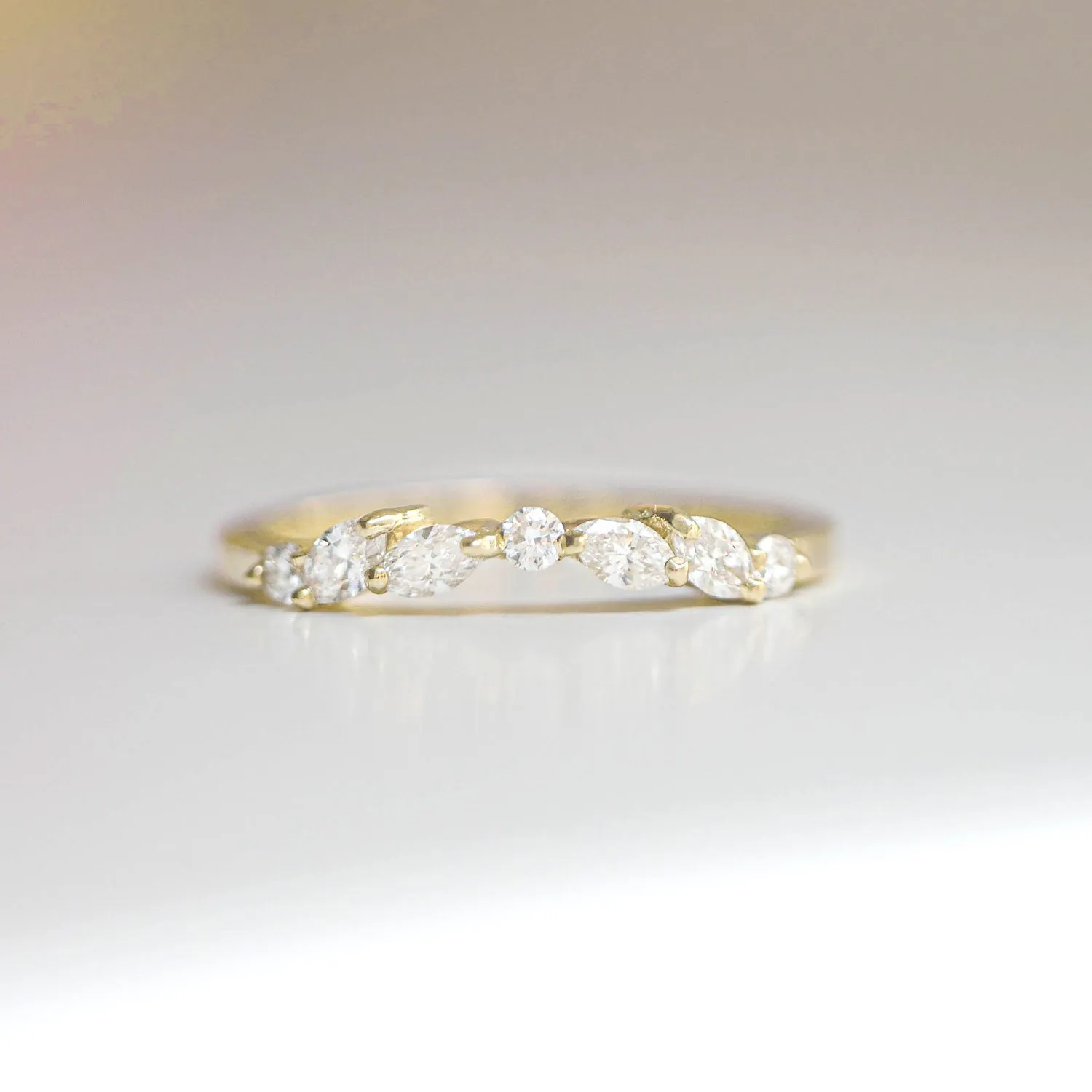 Custom Marquise Diamond Stacking Ring Set