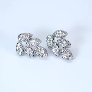 Cz Diamond Leaf stud Earrings, Bridal Jewelry, Bridal Stud Earrings, Crystal Bridal Earrings, Statement Earrings Cz