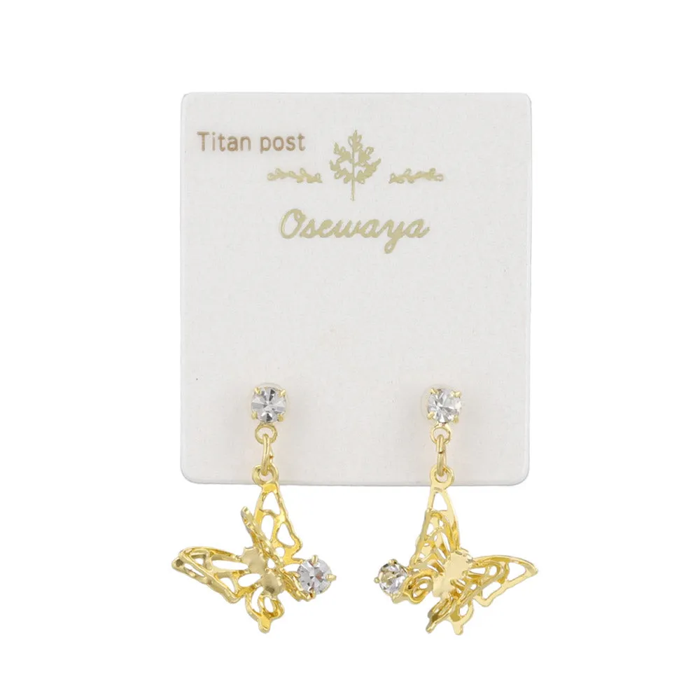 Dainty Butterfly Drop Earrings