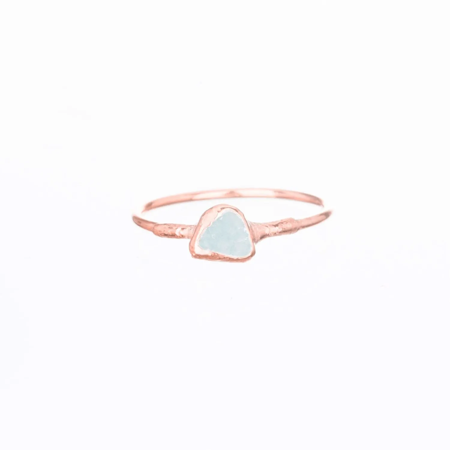 Dainty Raw Aquamarine Ring in Rose Gold