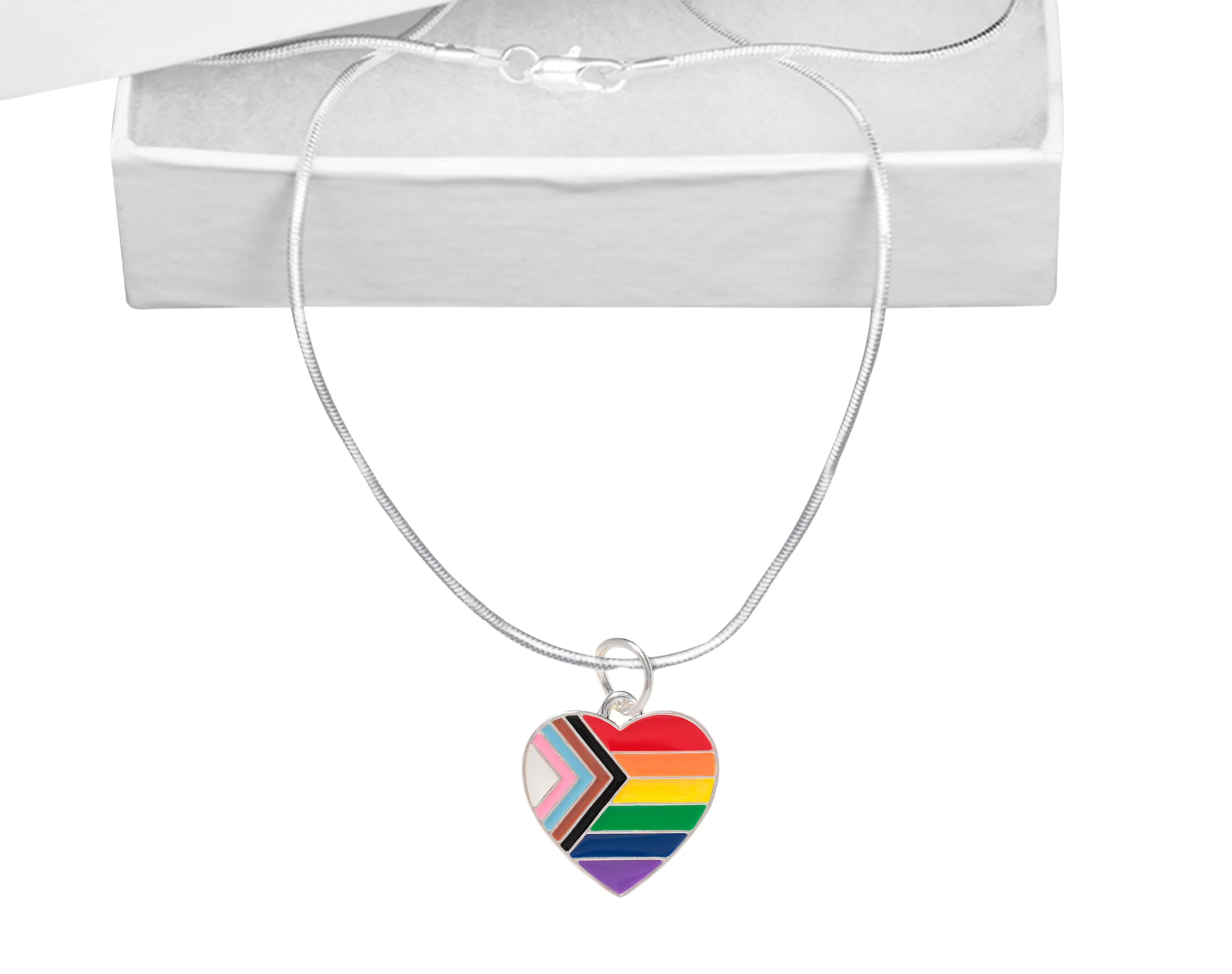 Daniel Quasar Heart Flag Charm Silver Necklaces