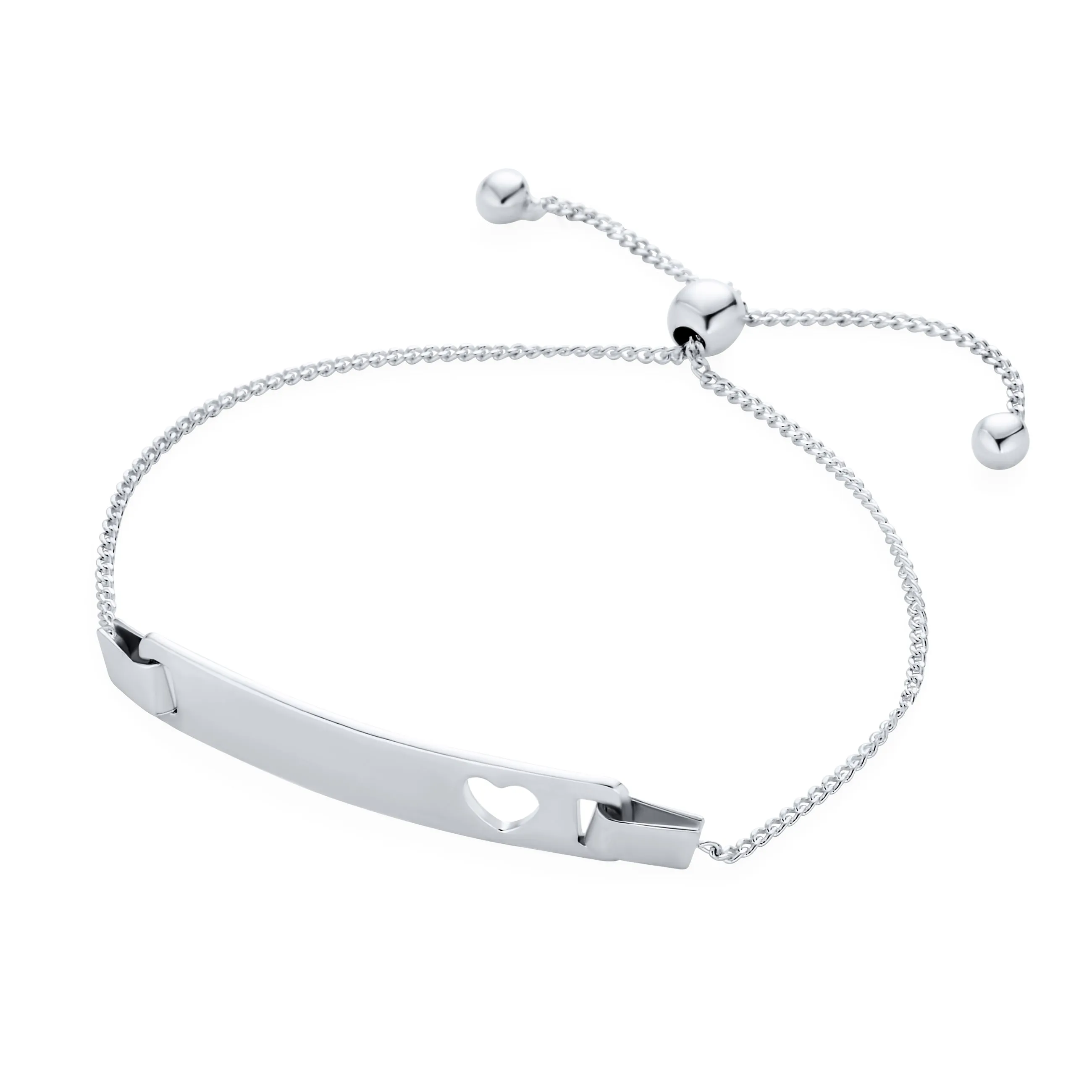 Delicate Petite Heart ID Bracelet Sterling Silver 5-6 Inch for Small Wrists