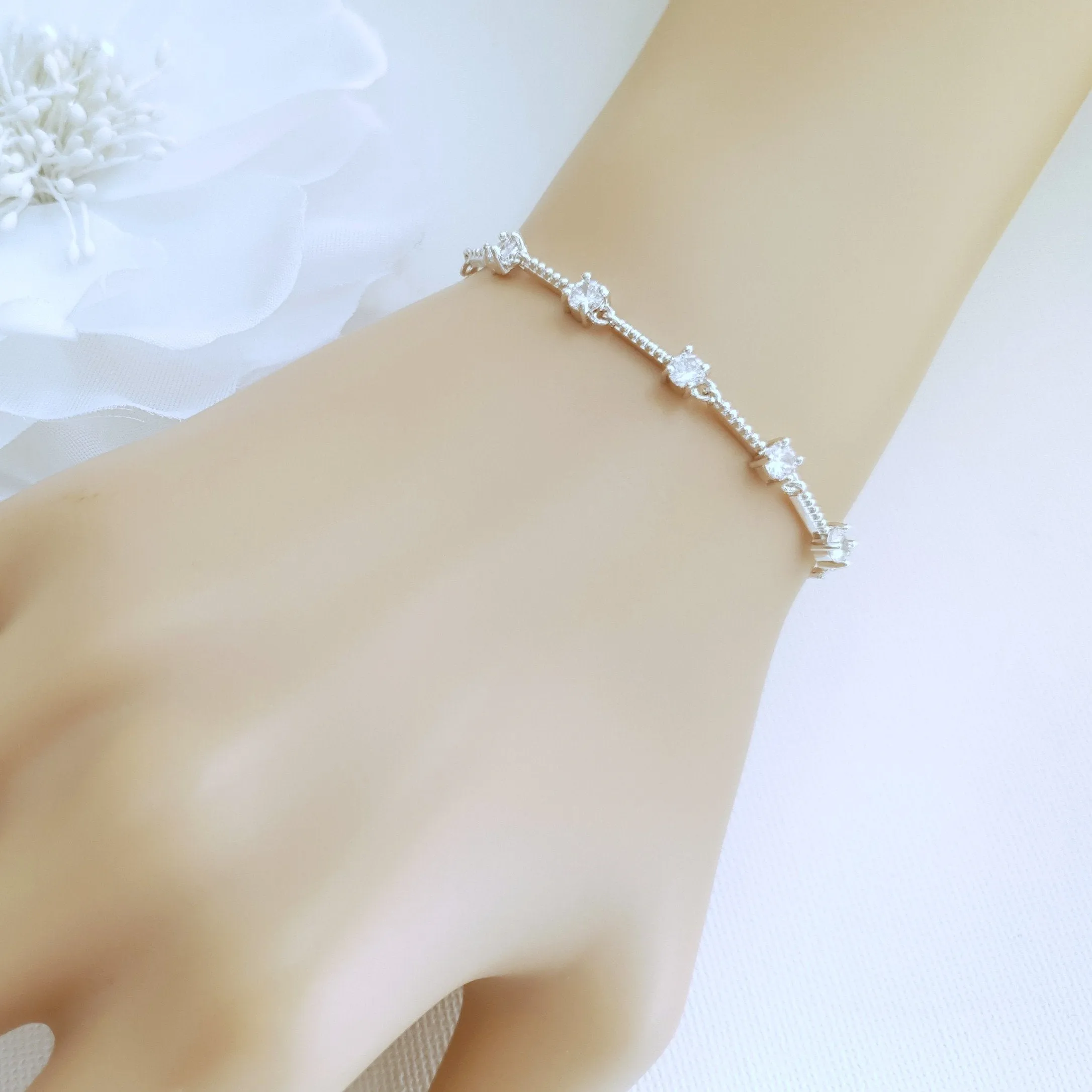 Delicate Silver Wedding Bracelets for Brides & Bridesmaids- Ginger