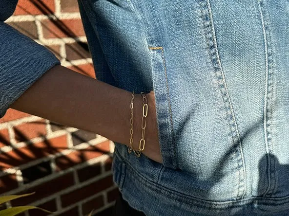 Delicate Sparkling Small Paperclip Chain Bracelet