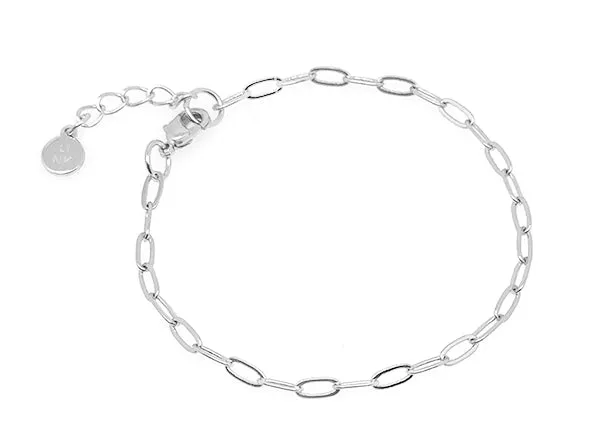 Delicate Sparkling Small Paperclip Chain Bracelet