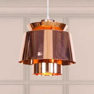 Designer Rose Gold Mirror Pendant Light with Tapered Shade - Modern & Stylish Metal Ceiling Pendant