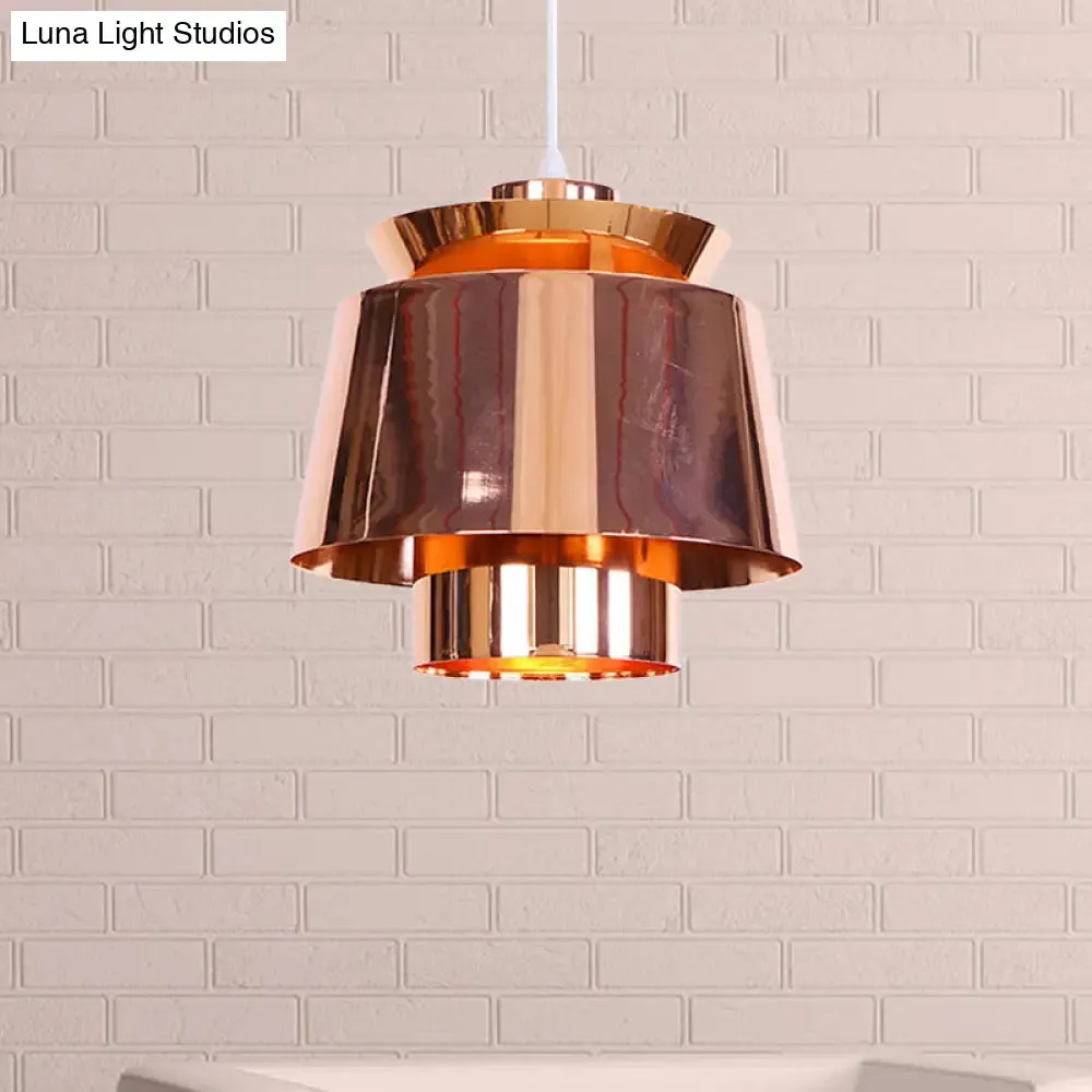 Designer Rose Gold Mirror Pendant Light with Tapered Shade - Modern & Stylish Metal Ceiling Pendant