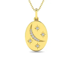 Diamond 1/20 ct tw Oval Disc Necklace in 10K Yellow Gold