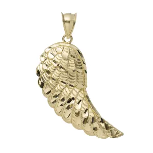 Diamond-Cut Angel Wing Pendant 10K Yellow Gold