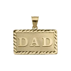 Diamond-Cut "DAD" Medallion Pendant 10K Yellow Gold