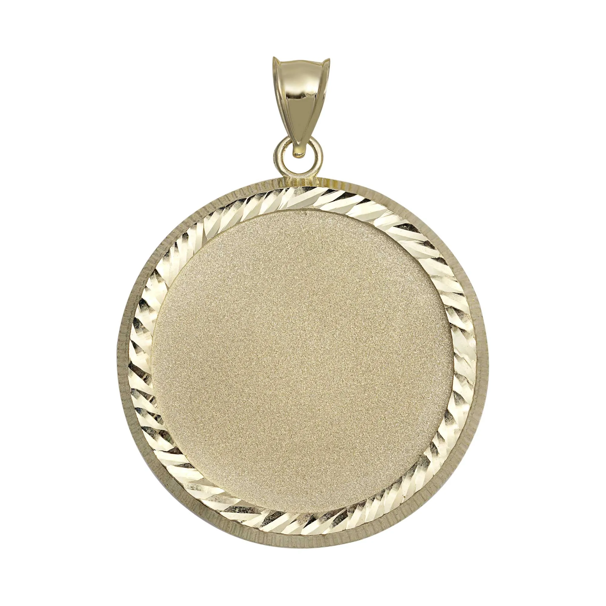 Diamond-Cut Round Medallion Pendant 10K Yellow Gold