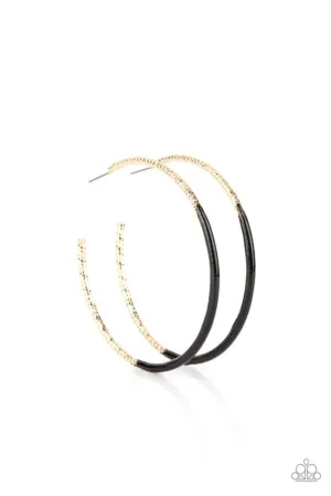 DIP DIP Hooray! Black & Gold Hoop Earrings - Paparazzi Accessories