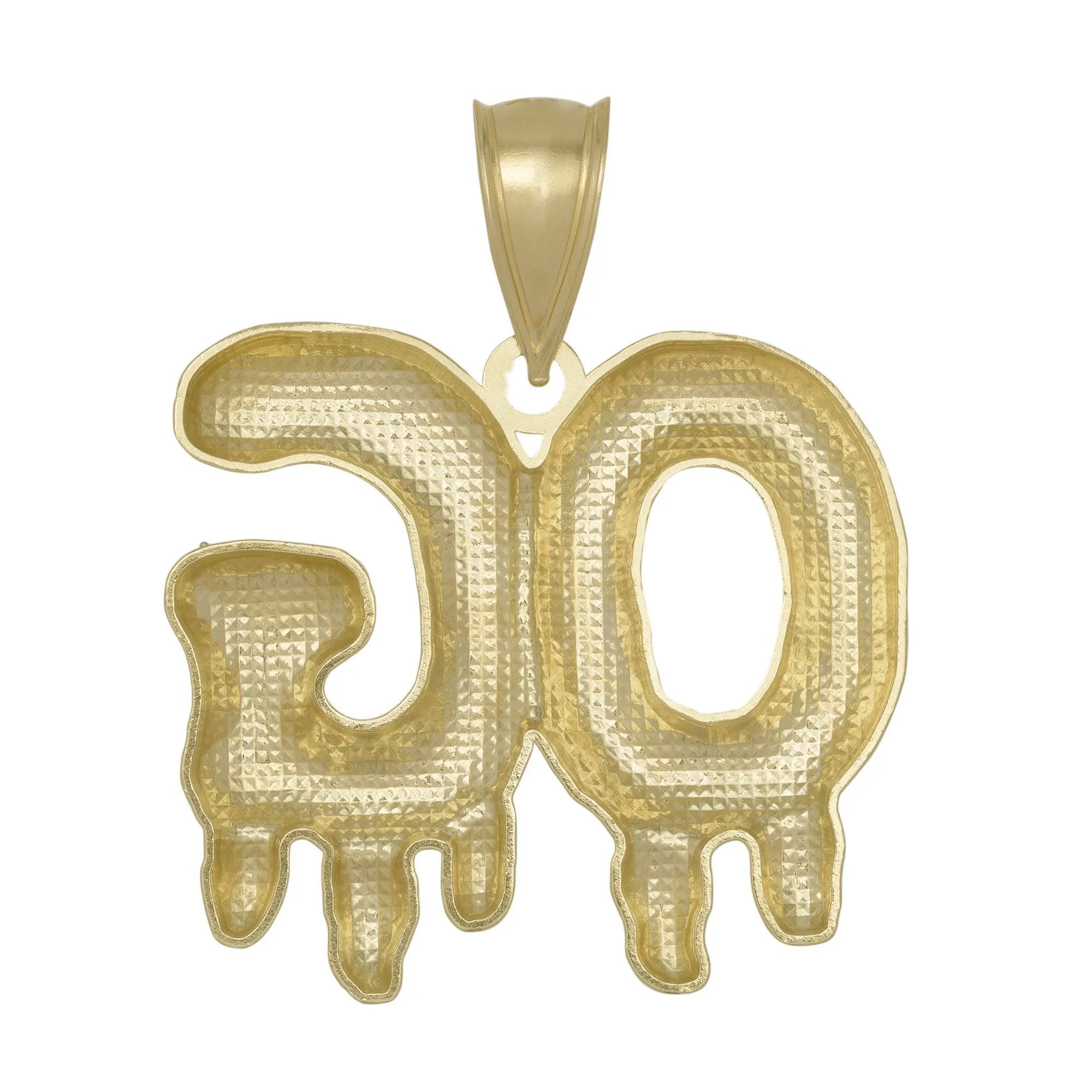 Drop Textured Original Gangster "OG" Pendant 10K Yellow Gold