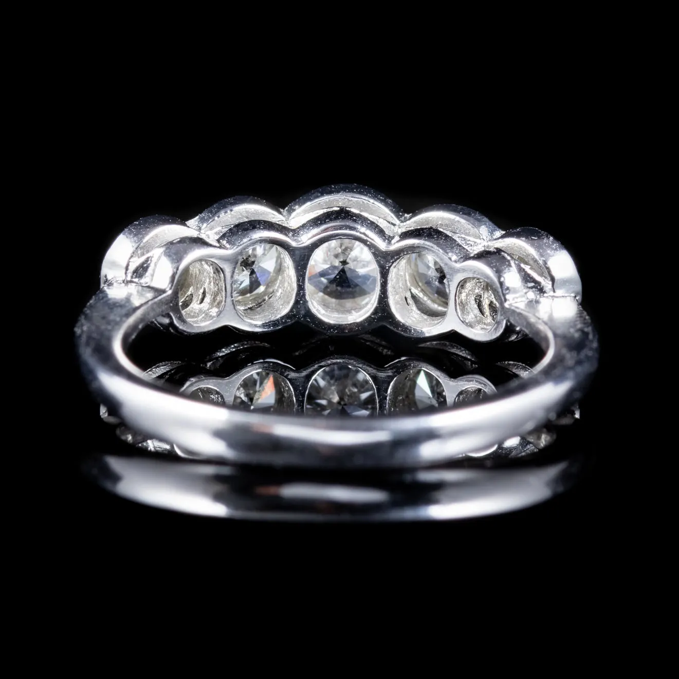 Edwardian Style Five Stone Diamond Ring Platinum 1.80Ct Of Diamond.