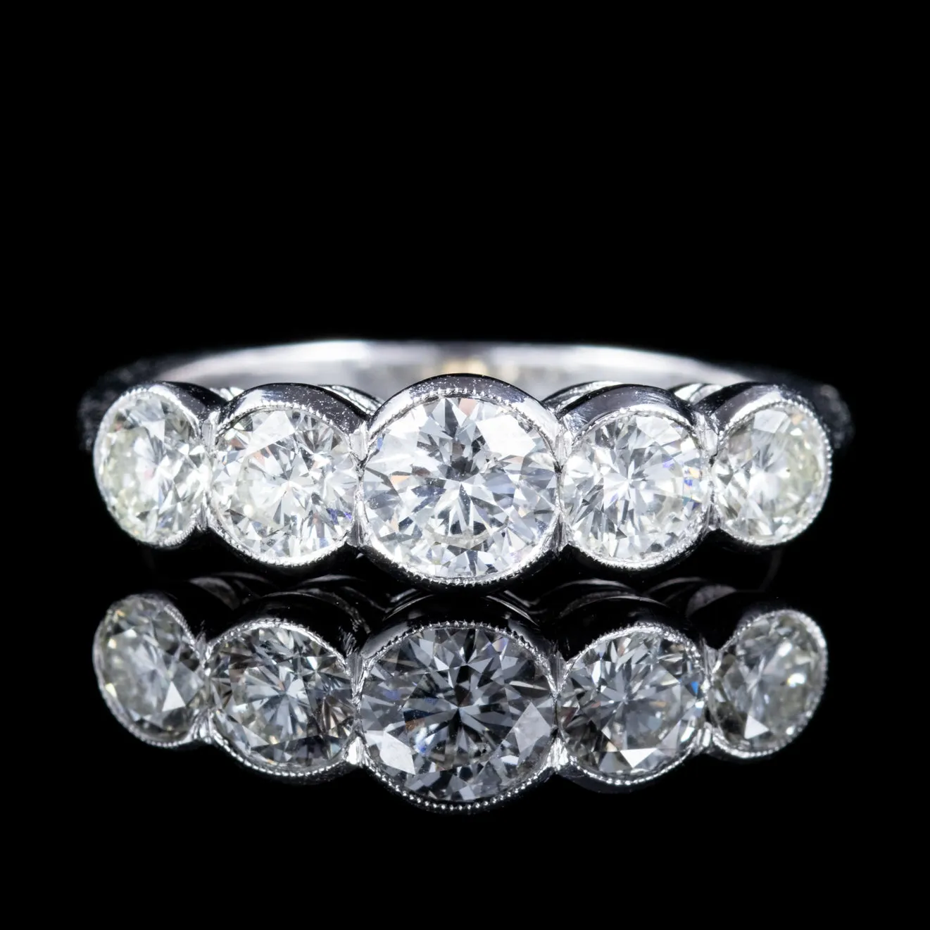 Edwardian Style Five Stone Diamond Ring Platinum 1.80Ct Of Diamond.