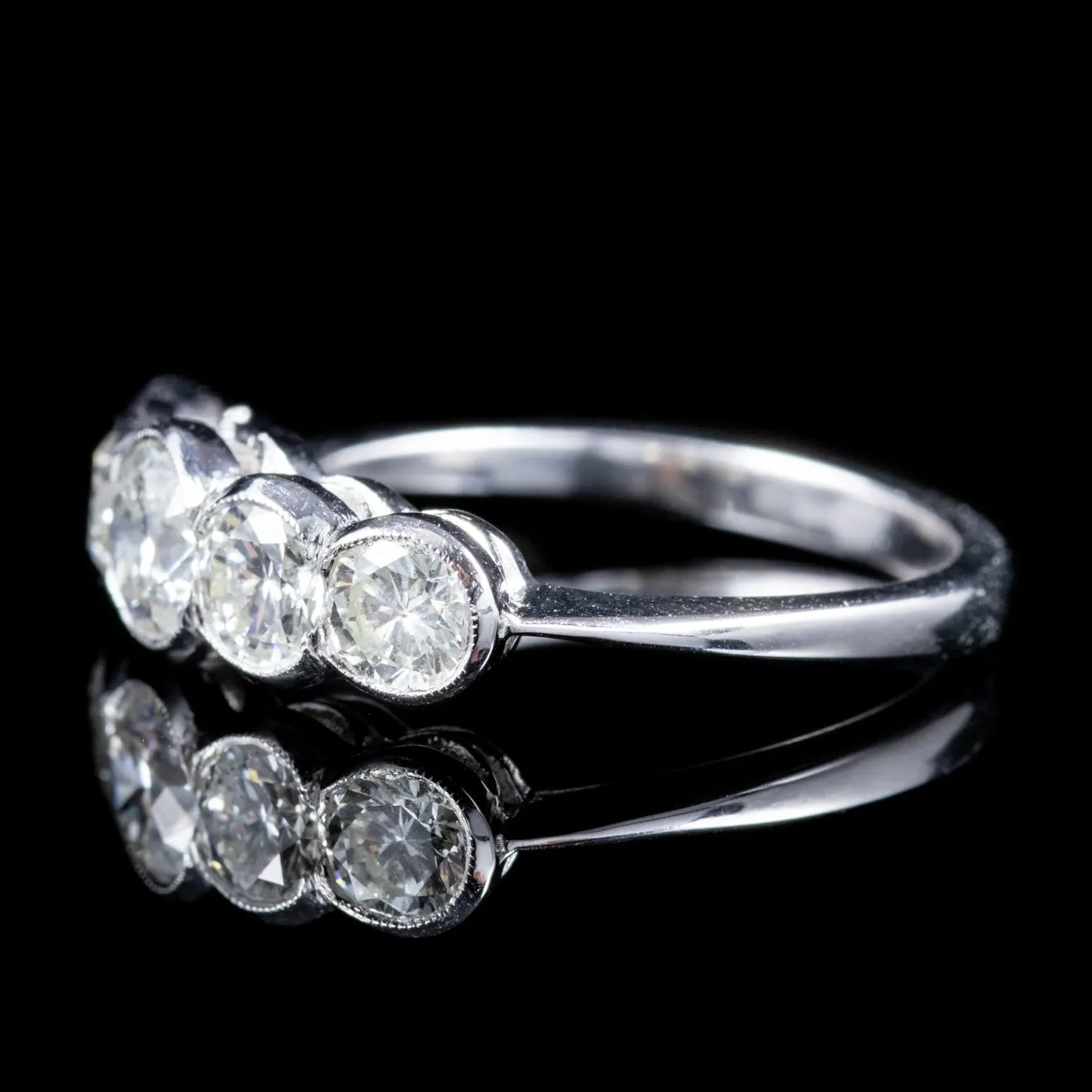 Edwardian Style Five Stone Diamond Ring Platinum 1.80Ct Of Diamond.