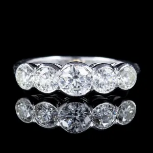 Edwardian Style Five Stone Diamond Ring Platinum 1.80Ct Of Diamond.