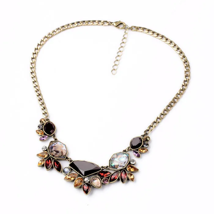 Elegant Gold Color Chain Rhinestone Necklace Women Fashion Shourouk Statement Necklaces Pendants