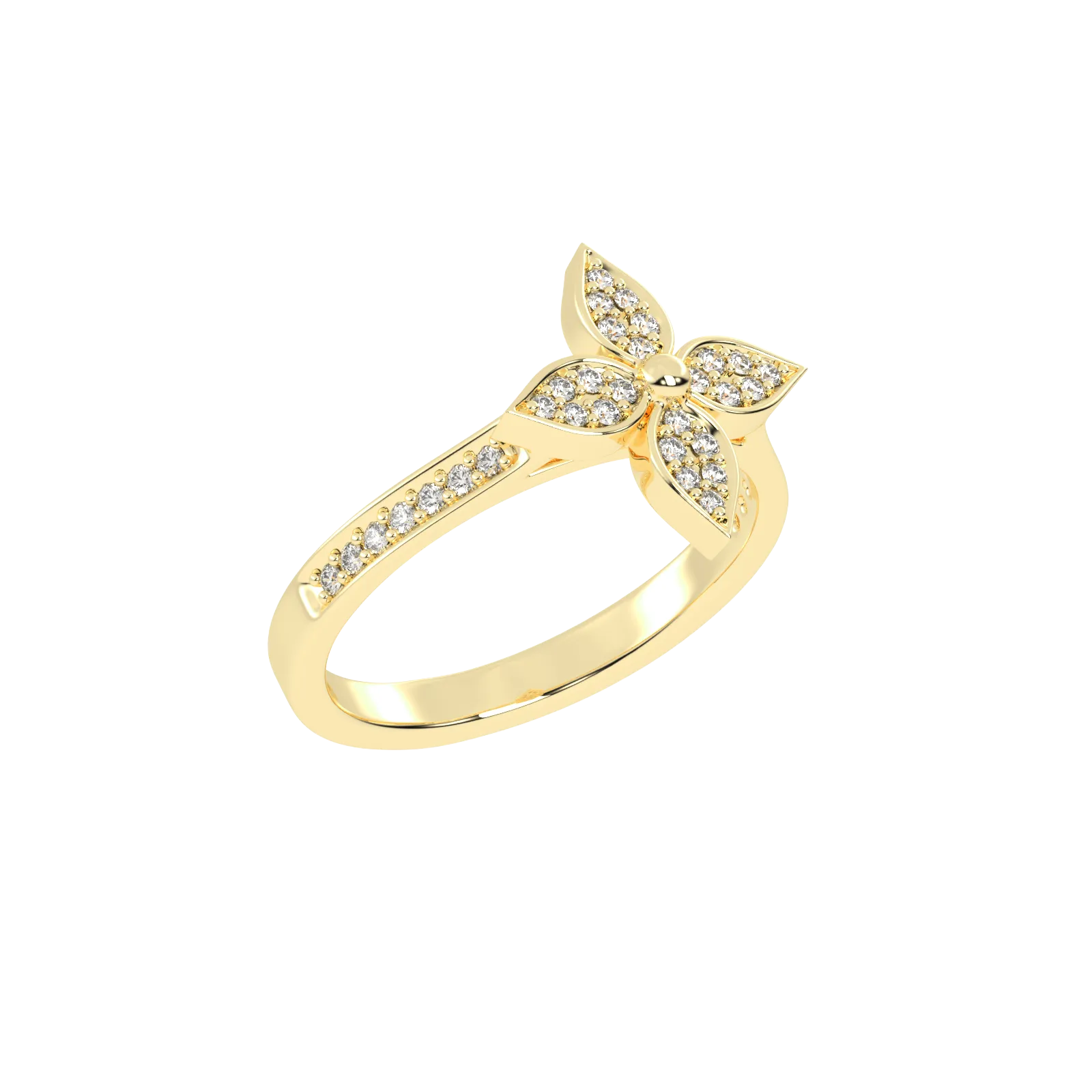 Floral Sparkle Diamond Cluster Gold Ring