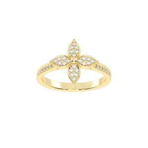 Floral Sparkle Diamond Cluster Gold Ring