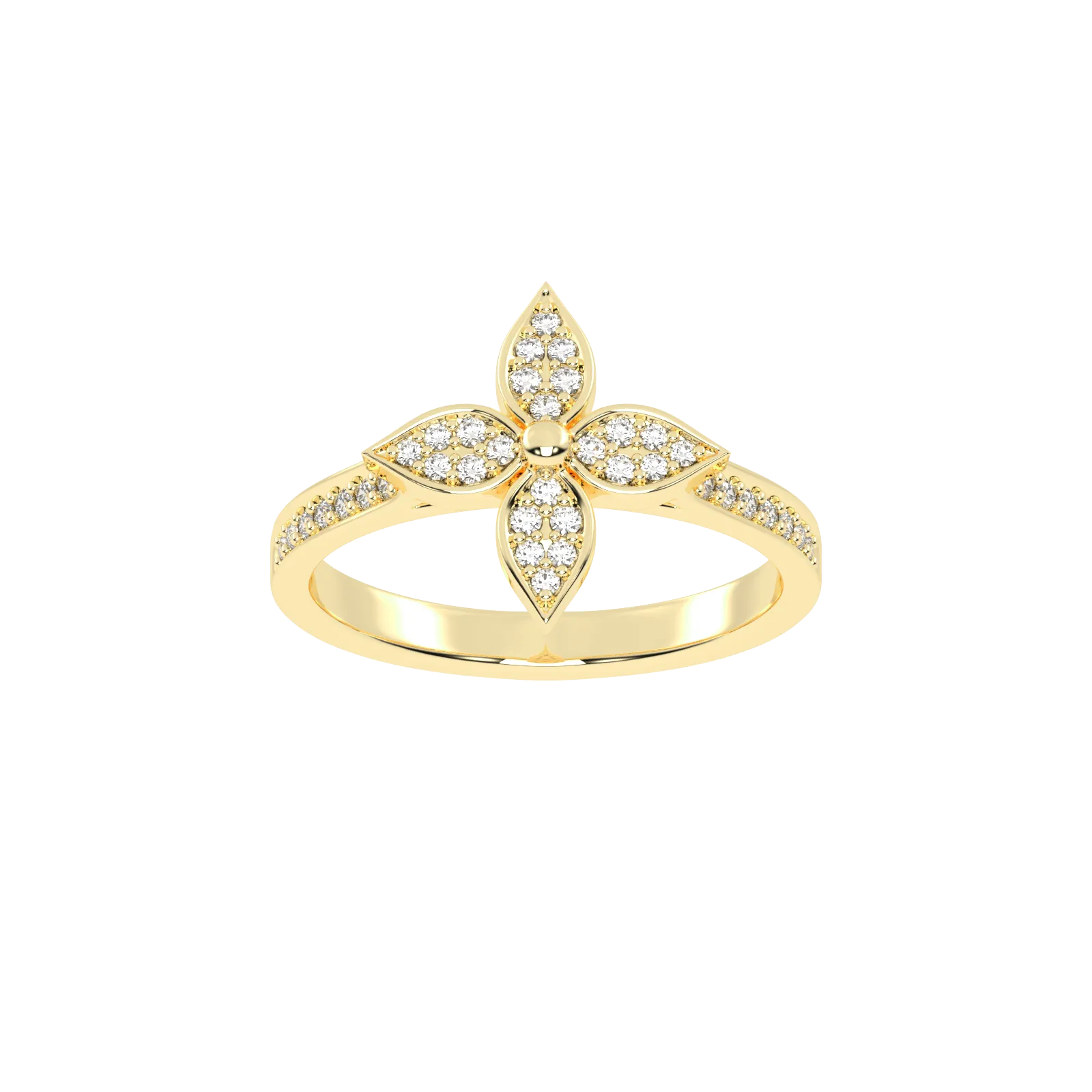 Floral Sparkle Diamond Cluster Gold Ring