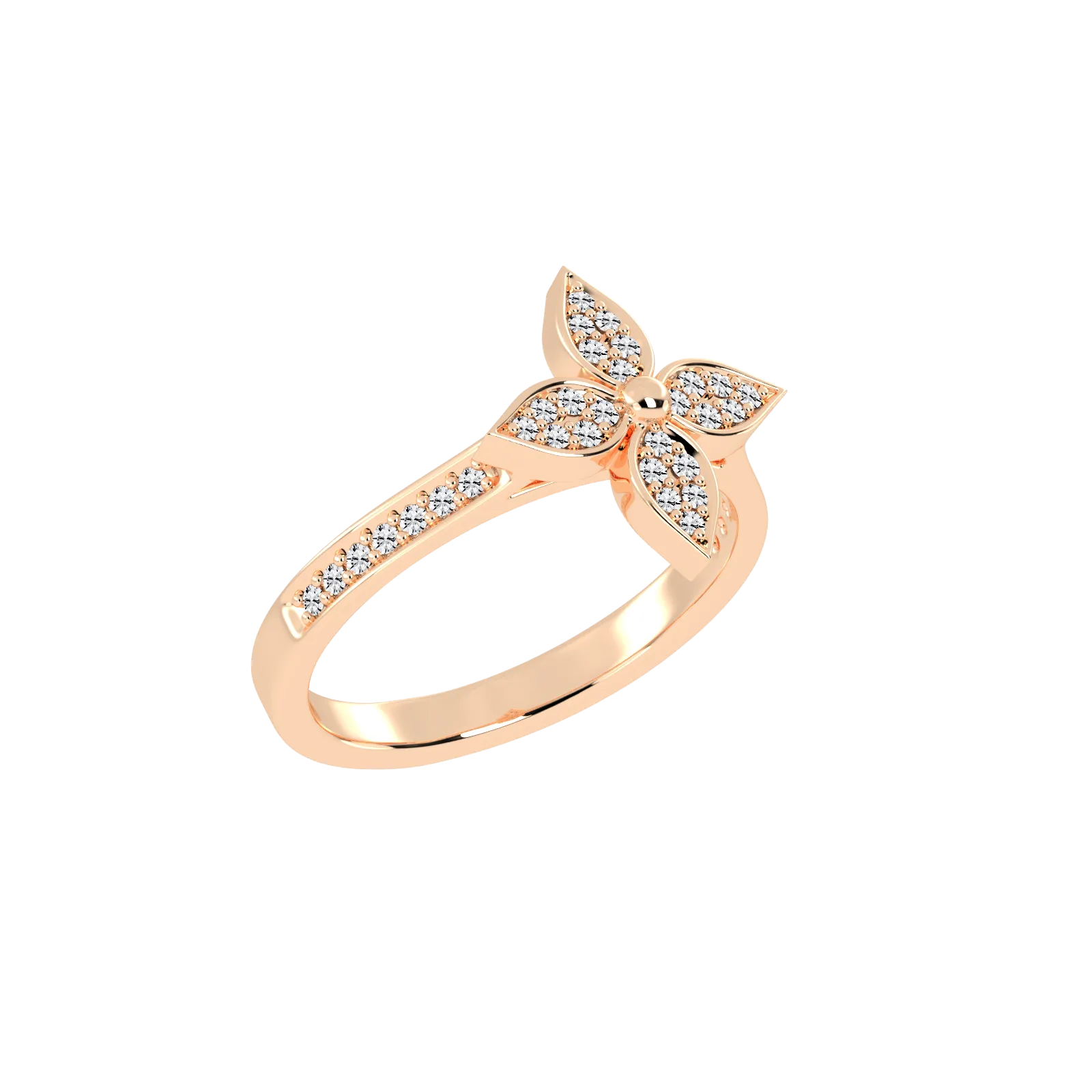 Floral Sparkle Diamond Cluster Gold Ring