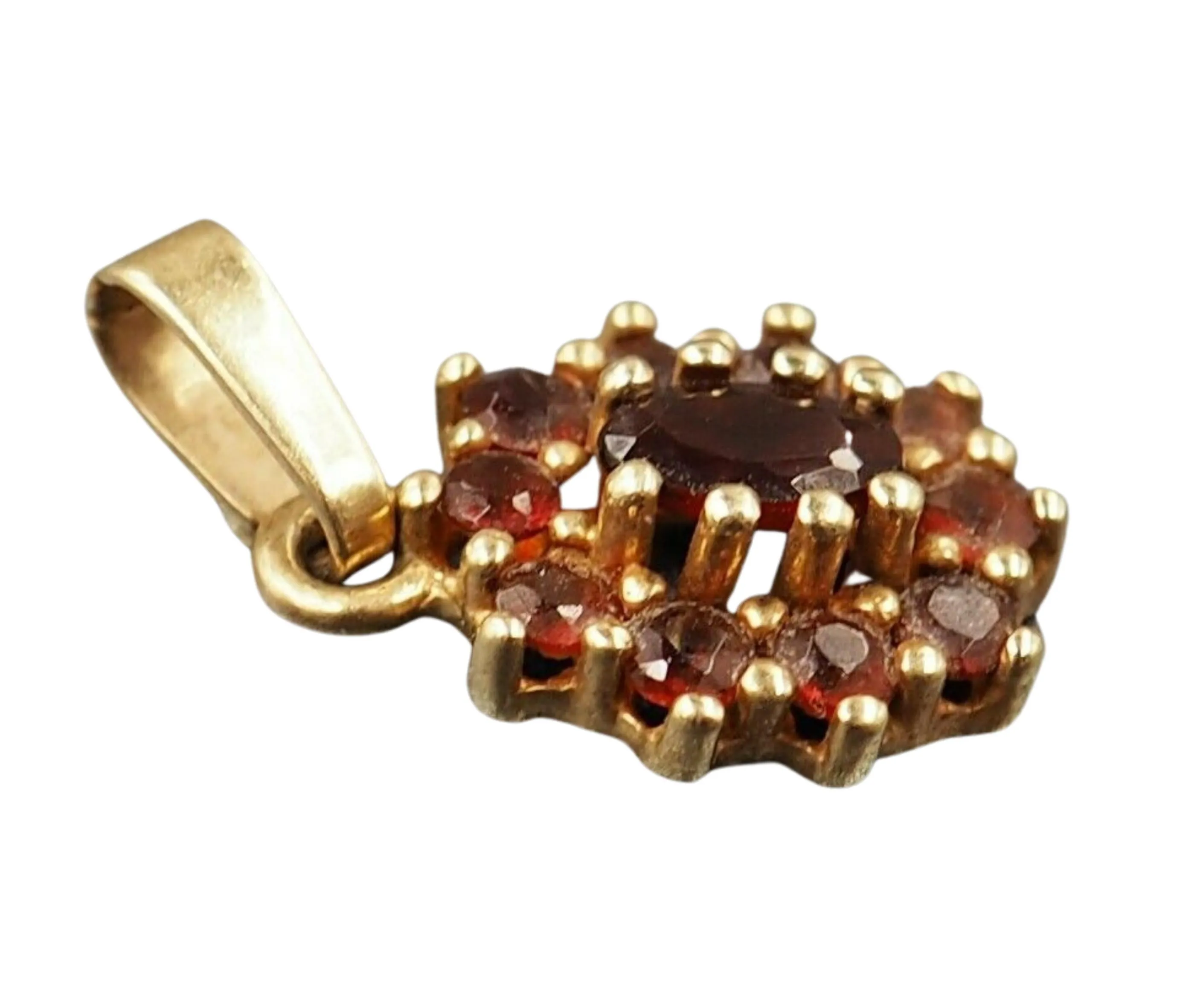 Garnet 9ct Yellow Gold Bohemian Style Pendant