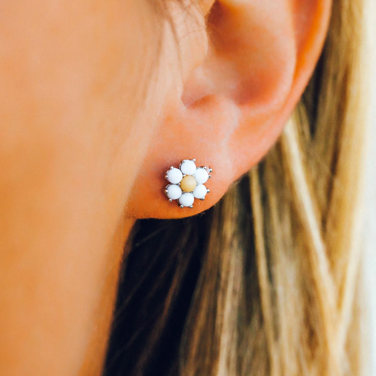 Gemstone Daisy Earrings