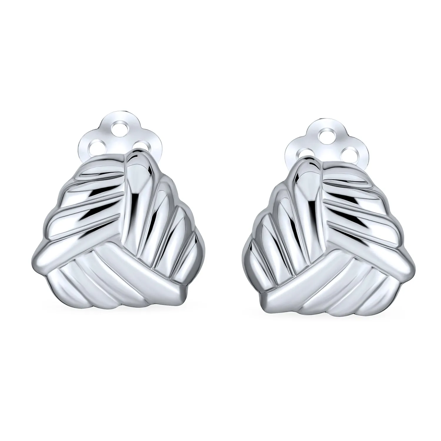 Geometric Twist Love Knot Clip-On Earrings for Non-Pierced Ears Sterling Silver