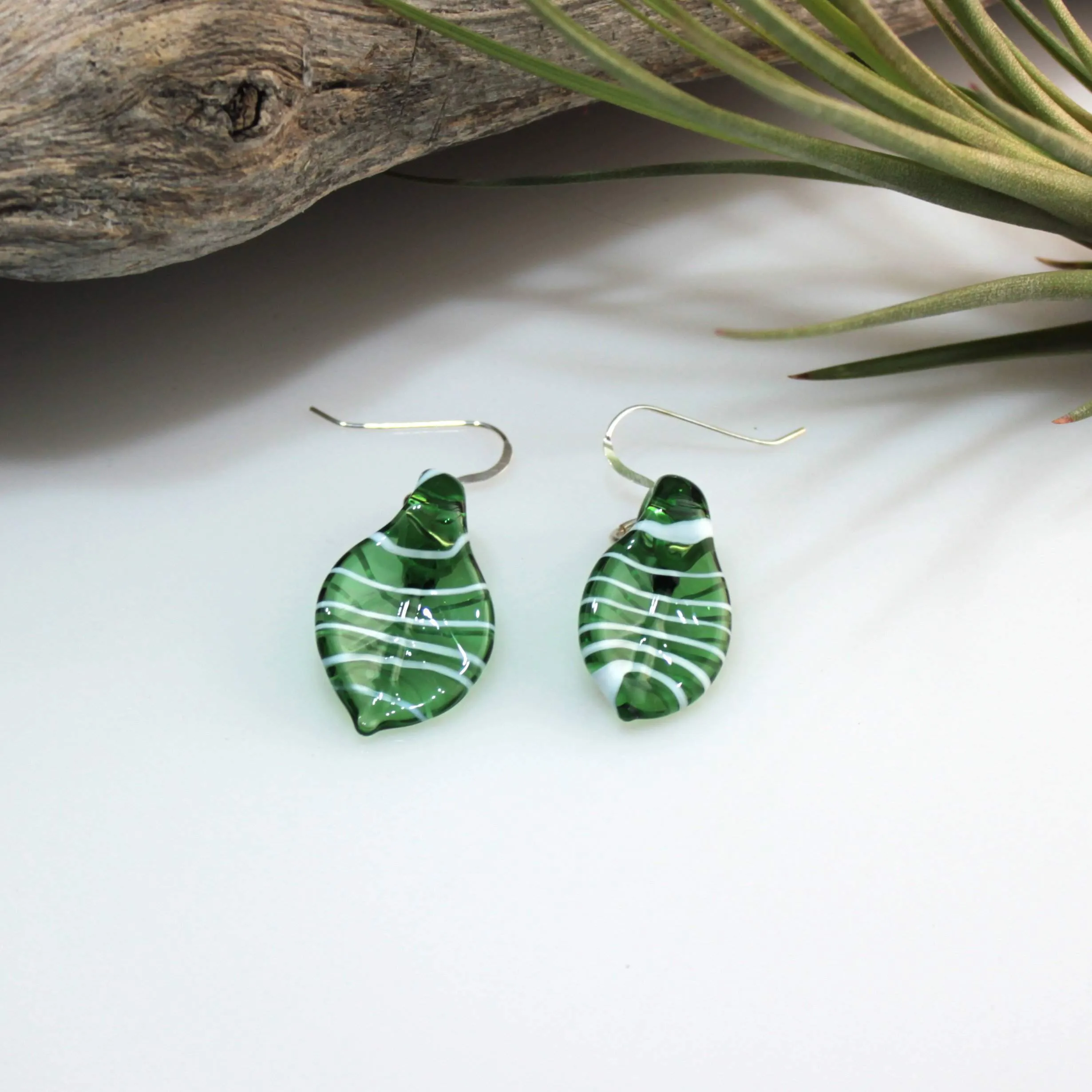 Glass Leaf Earrings - A Whimsical Woodsy Accessory