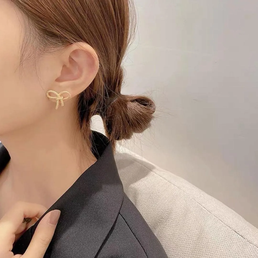 Gold Bow Knot Stud Earrings