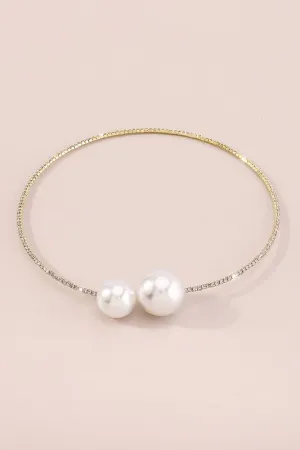 Gold Elegant Big Pearls Collar Necklace