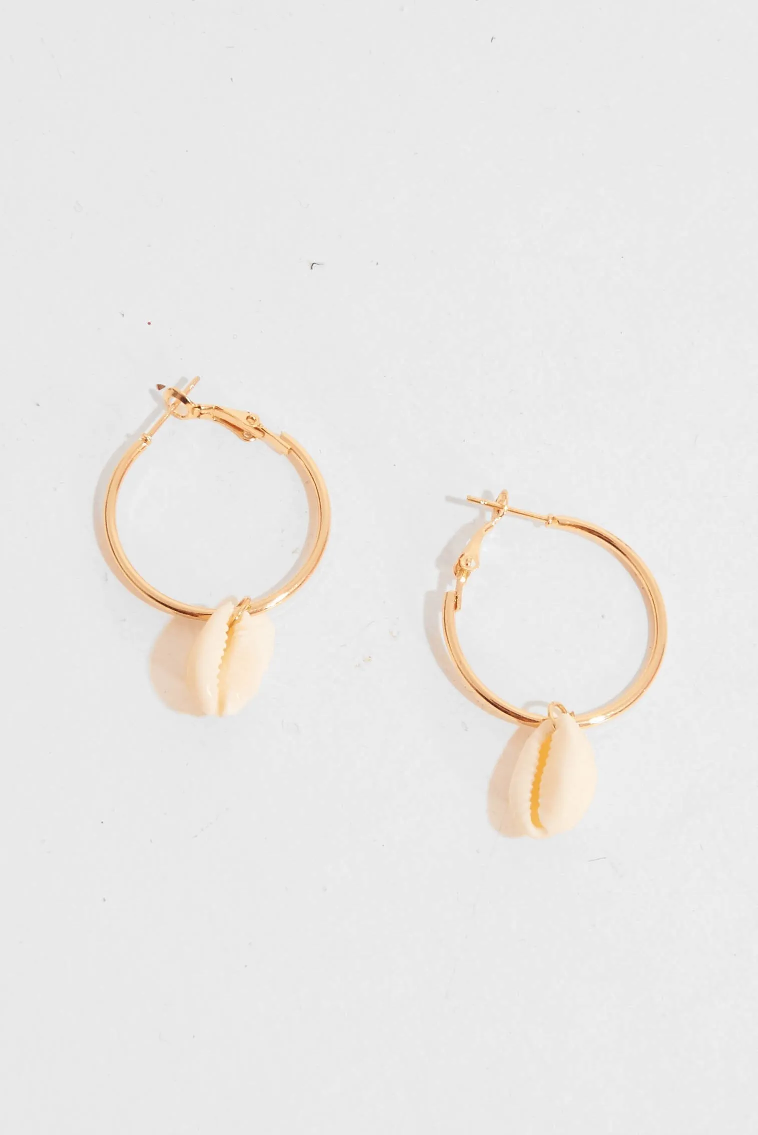 Gold Hoop Shell Drop Earrings - Evangelia