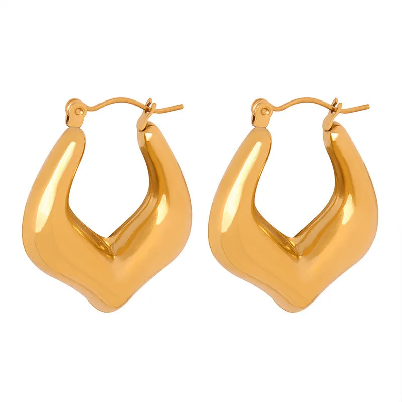 Golden Geometric Titanium Earrings - Chic High-End Women's Jewelry