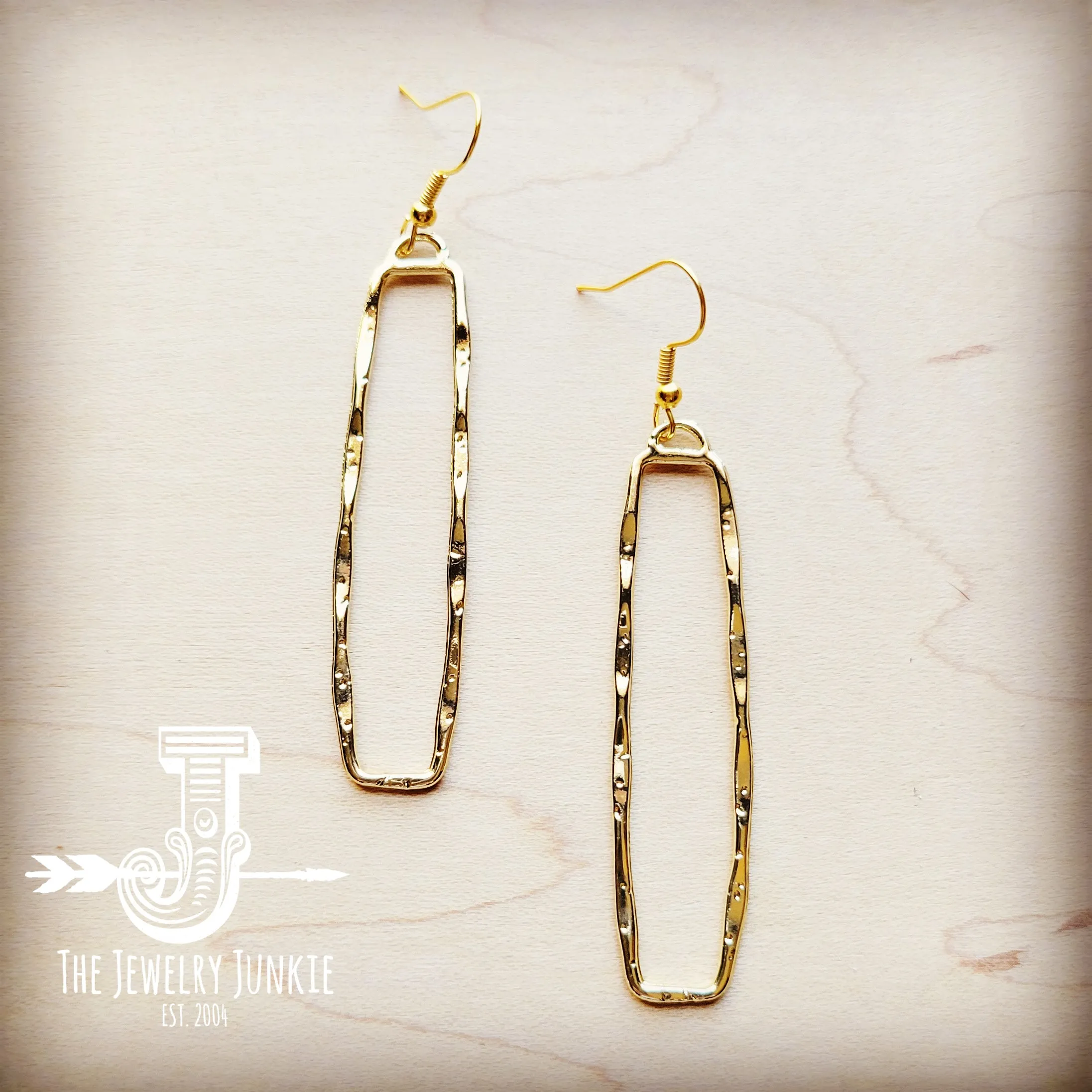 Golden Rectangle Dangle Earrings 212o