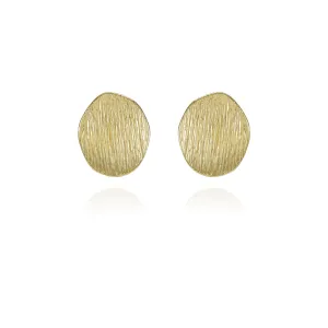 Goldtone Texturized Pebble Coin Earrings