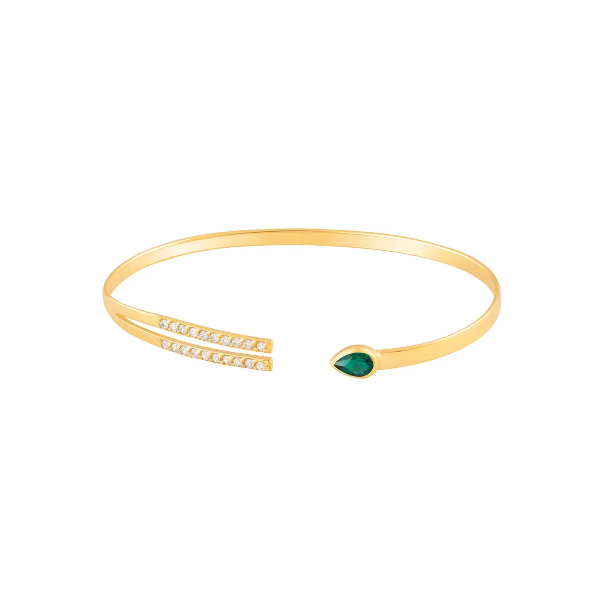 Green Tear and Diamond Bangle