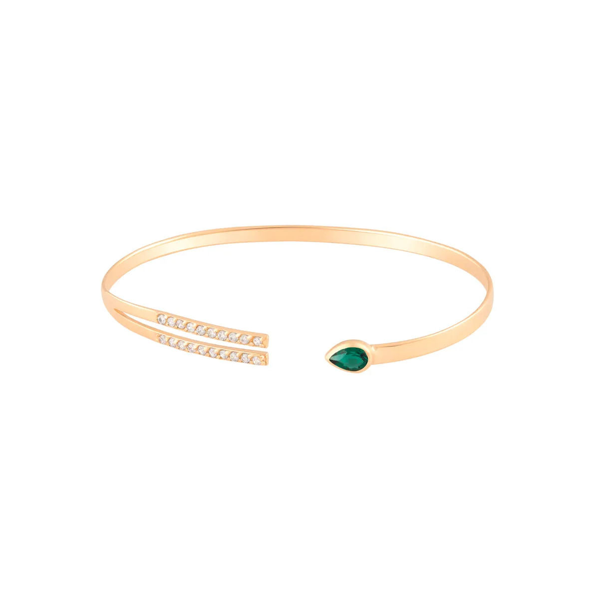 Green Tear and Diamond Bangle