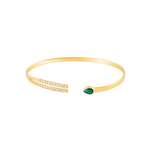 Green Tear and Diamond Bangle