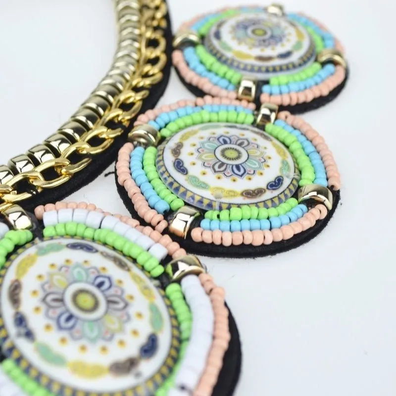 Handmade Bohemian Beaded Collar Necklace