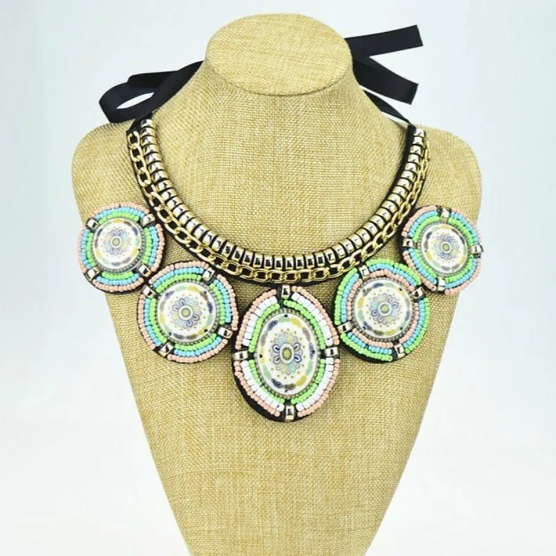 Handmade Bohemian Beaded Collar Necklace