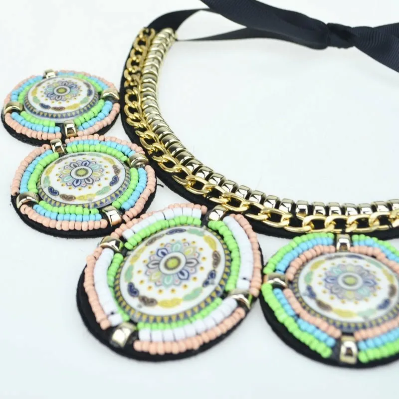 Handmade Bohemian Beaded Collar Necklace