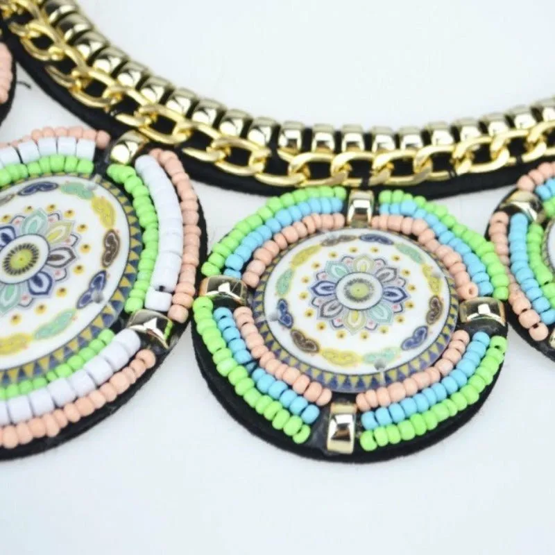 Handmade Bohemian Beaded Collar Necklace