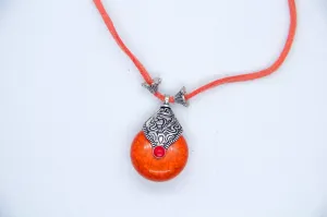 Hard Orange Marbel Bohemian Necklace