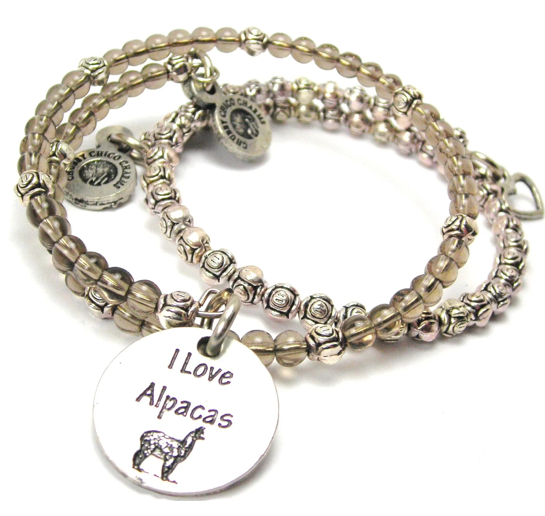 I Love Alpacas Delicate Glass And Roses Wrap Bracelet Set