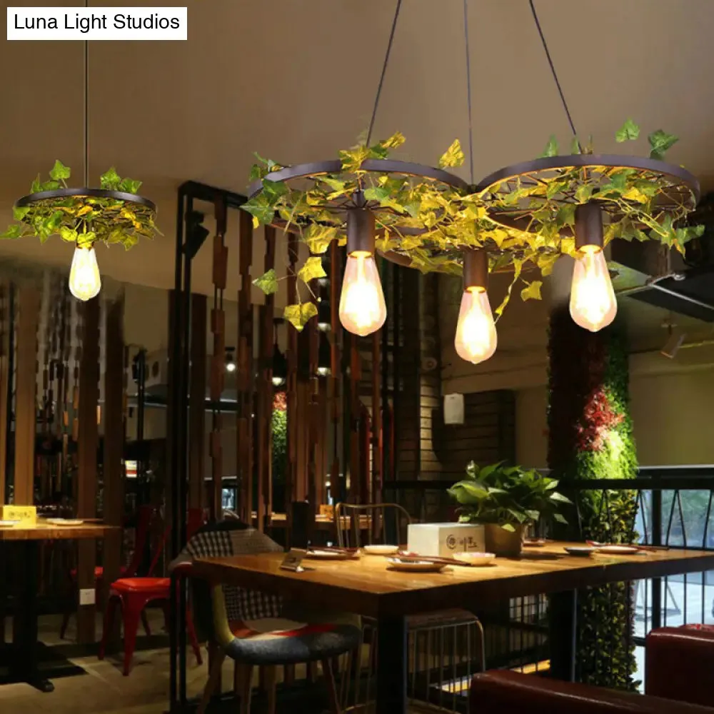 Industrial Metal Wheel Shaped Pendulum Pendant Light for Restaurants