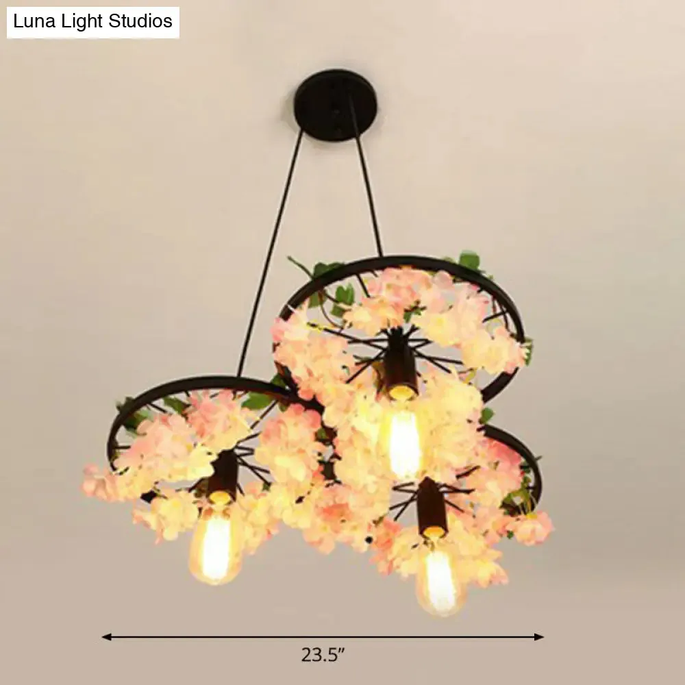 Industrial Metal Wheel Shaped Pendulum Pendant Light for Restaurants