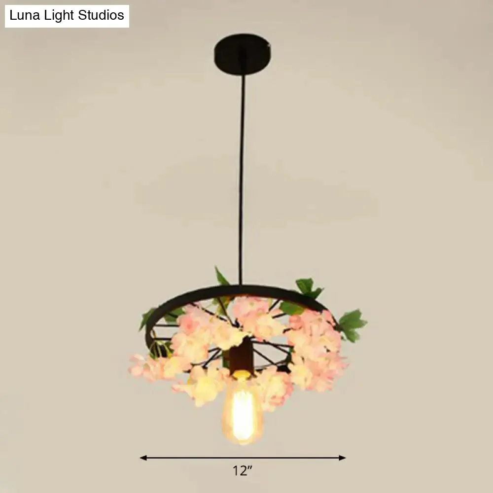 Industrial Metal Wheel Shaped Pendulum Pendant Light for Restaurants