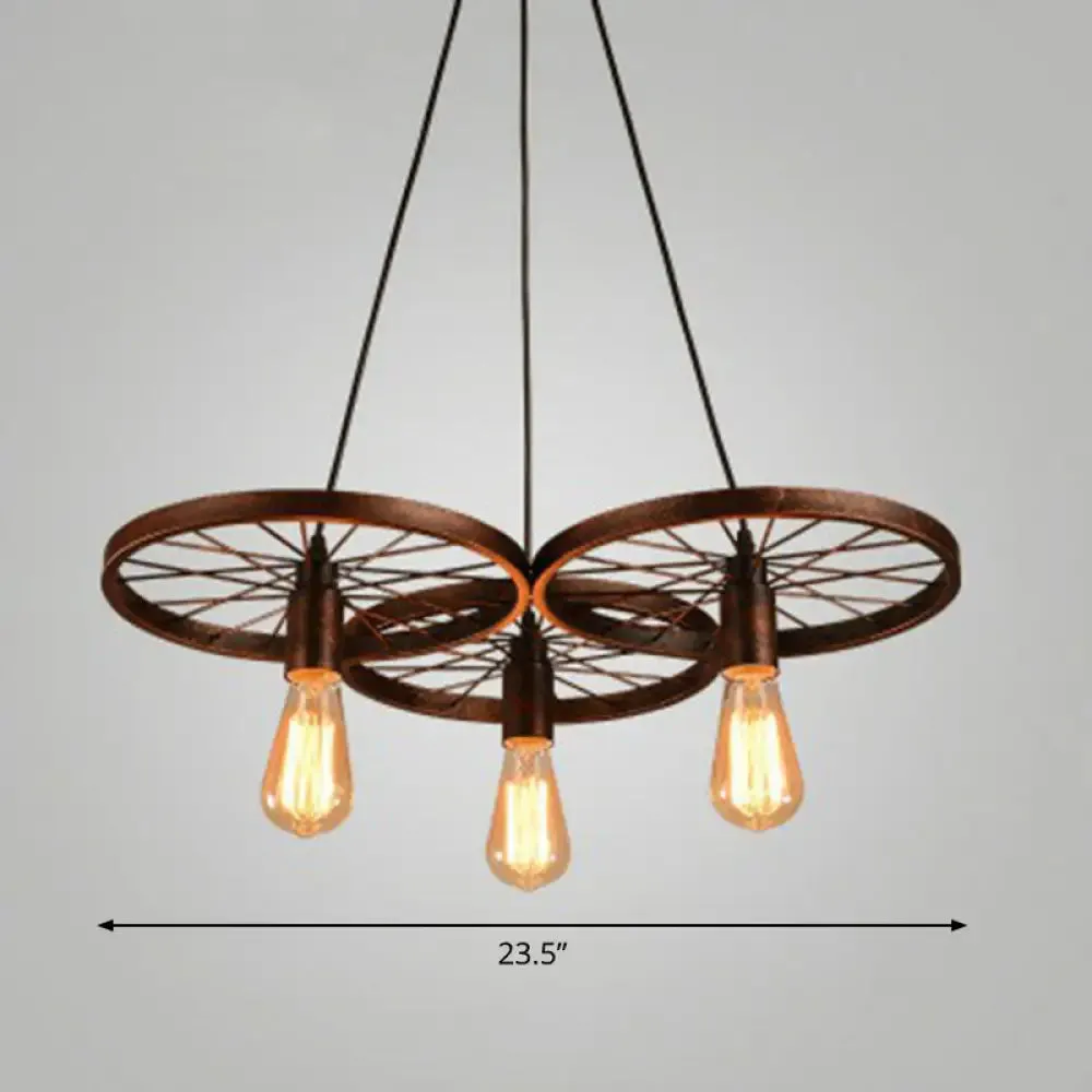 Industrial Metal Wheel Shaped Pendulum Pendant Light for Restaurants